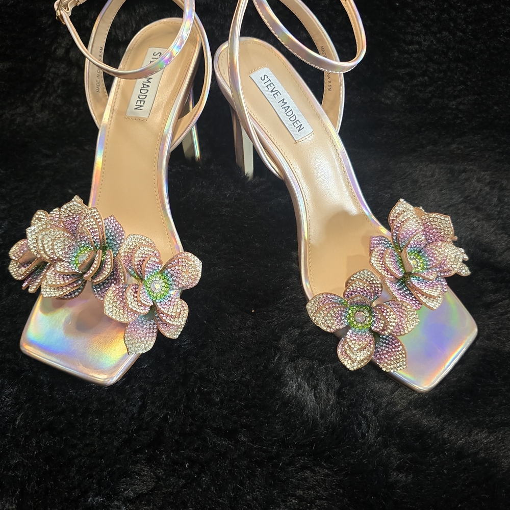 Steve Madden Iridescent Women's Heels with Floral Accents